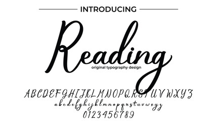 Reading Font Stylish brush painted an uppercase vector letters, alphabet, typeface