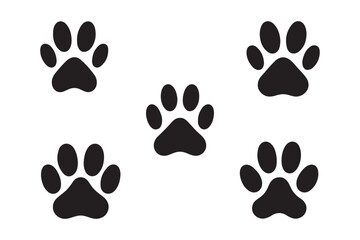 Black Paw print icon isolated on transparent background. Dog or cat paw print. Animal track. Vector Illustration
