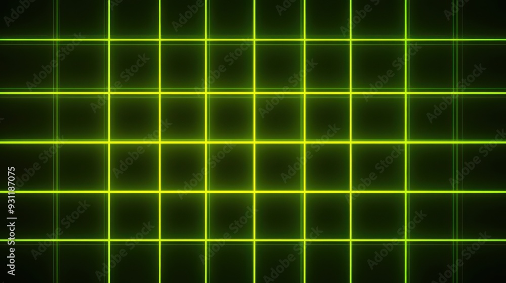 Poster a grid pattern with bright green lines on a dark background, suitable for digital design.