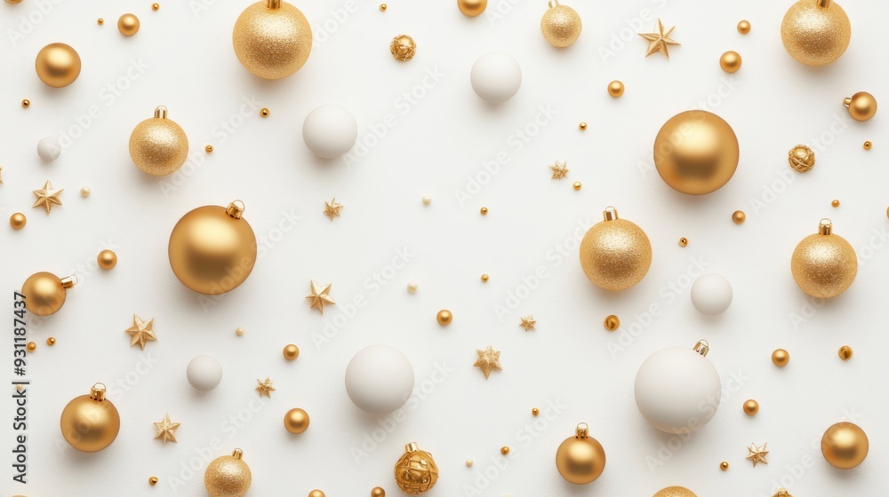Aufkleber modern and retro seamless golden ornaments pattern on white 3d render for web design and festive dec