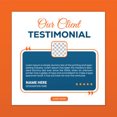Client testimonial or customer feedback card with rating star for website.