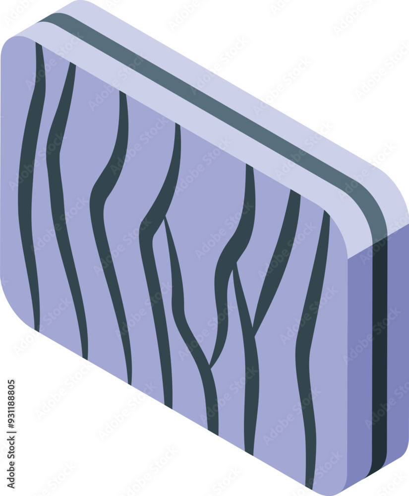 Poster fresh salmon fillet block with fat lines isometric view for any design purpose