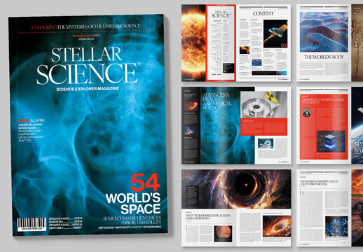 Science Magazine Template for Education College Medical Journal Magazine Layouts