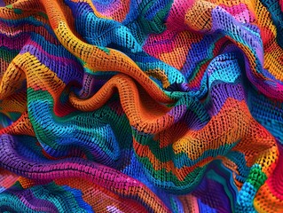 Vibrant Knitted Tapestry of Abstract Textured Patterns and Weaves