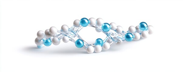 DNA double helix, featuring a vibrant blue and white color scheme