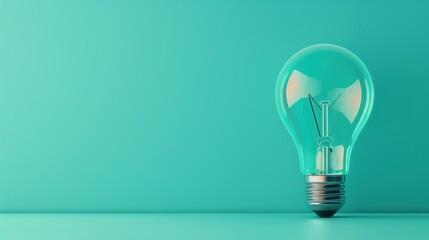 A conceptual image of a glowing blue lightbulb on a plain background, representing creativity and innovation. The minimalist composition and copy space allow for easy customization.