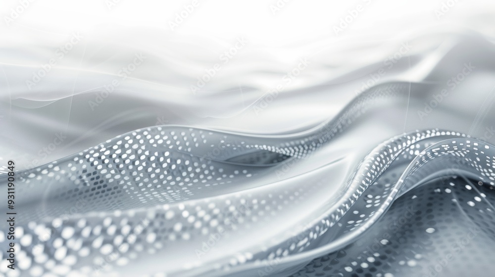 Poster abstract grey and white background with flowing particles. future digital technology concept. vector