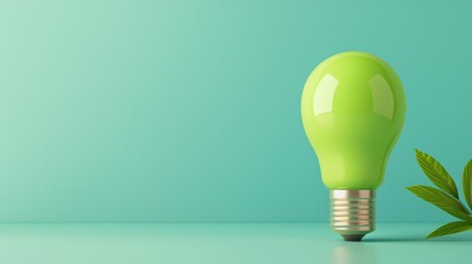 A conceptual image of a green lightbulb, representing ideas and innovation, set against a minimalist background with plenty of copy space for text or graphics.