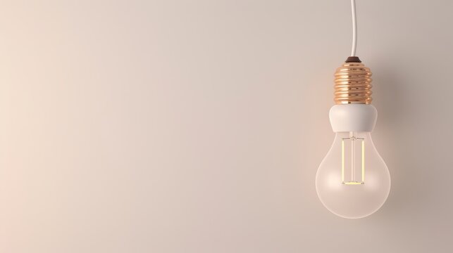 A minimalist composition featuring a single gray lightbulb against a soft gray background, with ample copy space for adding text or graphics. The image conveys simplicity and innovation, ideal for