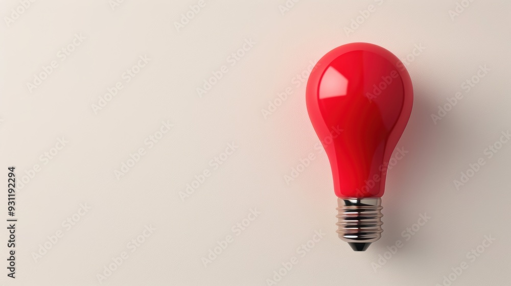 Poster a simple yet powerful image of a red lightbulb against a plain background, with plenty of copy space