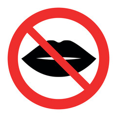 No kisses allowed, no kiss, prohibition sign, vector illustration