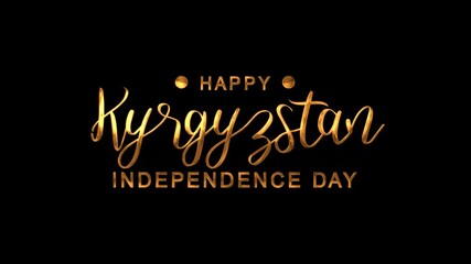 Happy Kyrgyzstan Independence Day Text Animation on Gold Color. Great for Happy Kyrgyzstan Independence Day Celebrations, for banner, social media feed wallpaper stories.