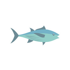 Naklejka premium Vector illustration of fresh tuna or tunny ocean fish on white. For menu, label, recipe, product packaging. Oceanfood design element. For action promotion and advertising, mockup. EPS 10