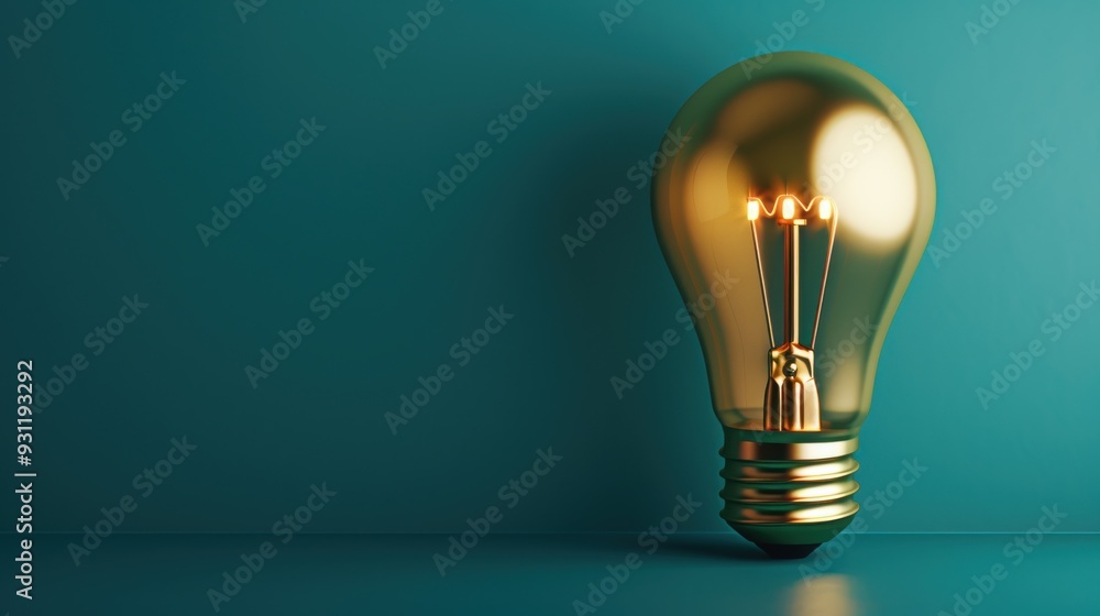 Poster a minimalist gold lightbulb glowing against a dark background, symbolizing ideas and inspiration. th