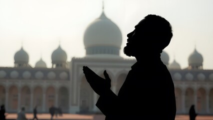 Silhouette of a Muslim making an invocation. 