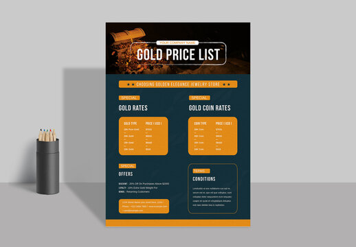 Gold Price List Design Template