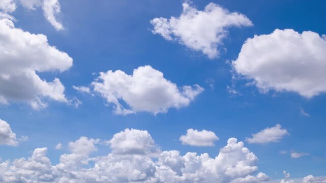 Captivating timelapse stock video of clear blue skies,Panoramic view of clear blue sky and clouds, Blue sky background with tiny clouds. White fluffy clouds in the blue sky.
