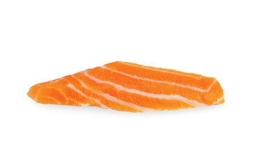 Sliced salmon isolated on white background.