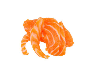 Sliced salmon isolated on white background.