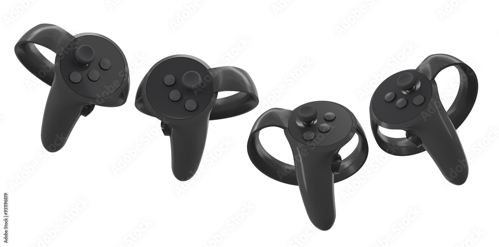 Poster virtual reality controllers for online and cloud gaming isolated on white background with clipping p