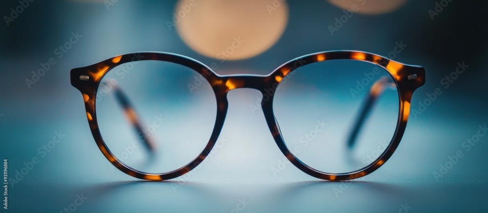 Wall mural Tortoiseshell Eyeglasses on Blue Background