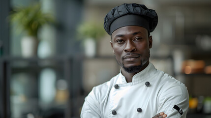 Confident Multi ethnic Chef Posing Professionally in Studio Photoshoot on Lavender Gray Background