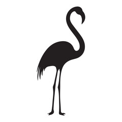 Vector illustration of flamingo in outline style is isolated on white background. Black silhouette of tropical bird flamingo standing on one leg .Cranes, Egrets, and Flamingoes © Never Look Back