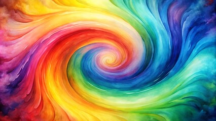 Watercolor background with vibrant wavy spiral design , watercolor, background, wavy, spiral, bright colors, abstract