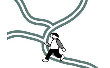 分かれ道にさしかかった男性