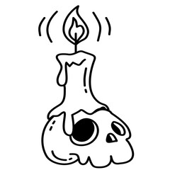 hand drawn halloween skull candle cartoon doodle