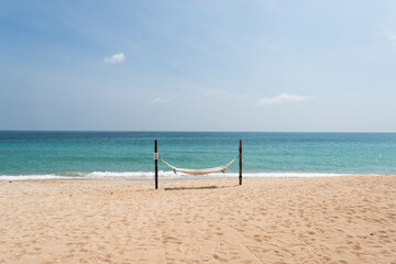 Hammock on the beach and bleu sky