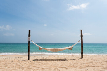 Hammock on the beach and bleu sky