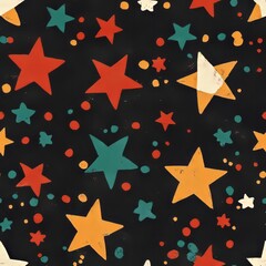 Seamless pattern of festive stars and dotted confetti for a celebratory look