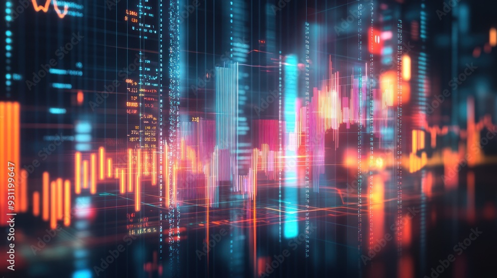 Poster Abstract Digital Data Visualization with Glowing Lines and Numbers