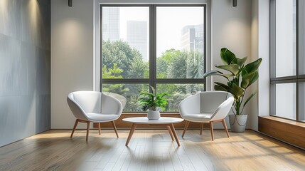 Modern medical office waiting area with clean