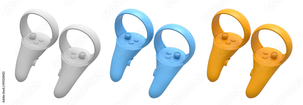 Poster virtual reality controllers for online and cloud gaming isolated on white background with clipping p