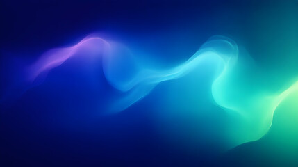Abstract flowing waves in blue and green hues.