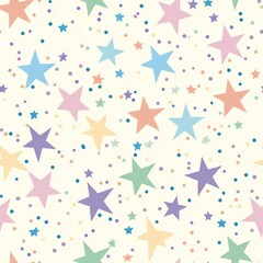 Obraz premium Seamless pattern of tiny stars and scattered dots in soft pastel colors