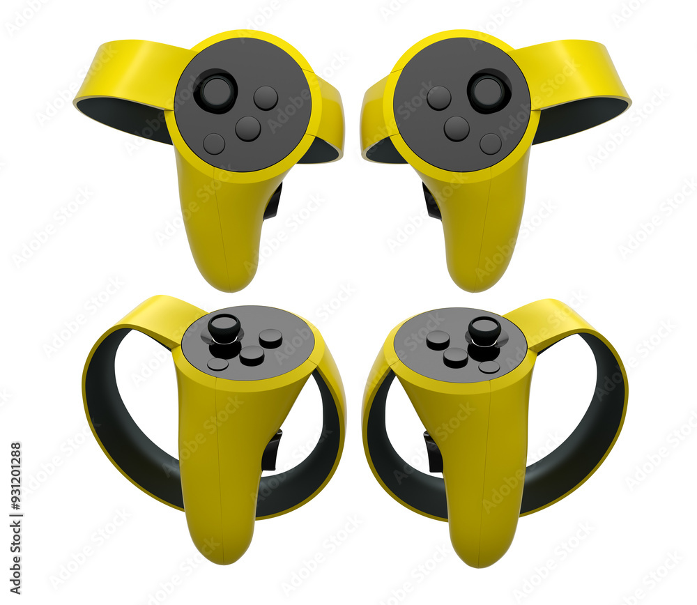 Poster virtual reality controllers for online and cloud gaming isolated on white background with clipping p