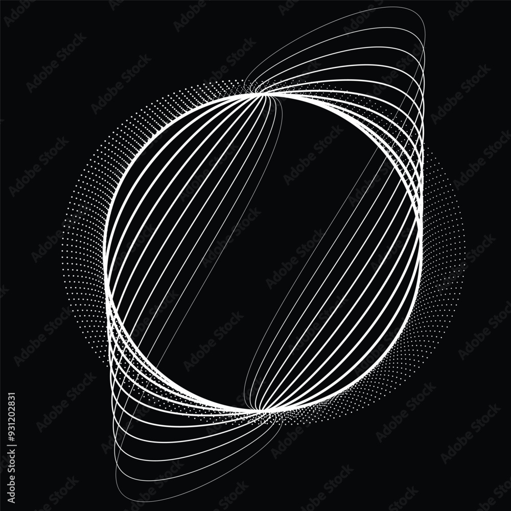 Poster abstract oval lines background with geometric circles . vector rotating ellipse line design . poster