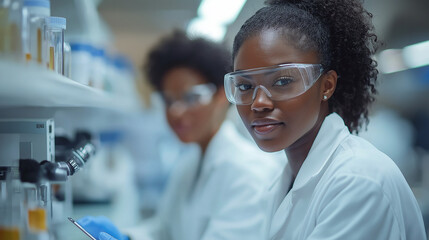 Modern Laboratory. Scientists are Conducting DNA Research with the Help of Technology, Microscopes and Computers.