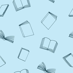 books seamless pattern. hand drawn doodle style.
