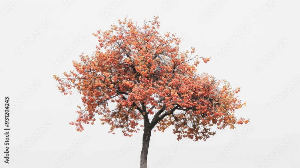 Wall mural solitary tree against a white background