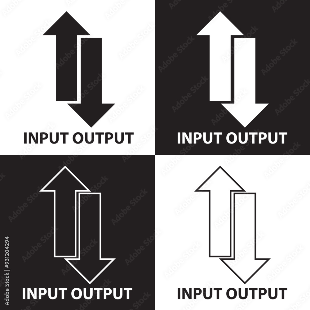 Poster input output icon isolated on white and black background. vector illustration . eps 10