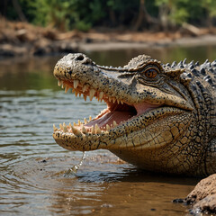Fototapeta premium crocodile in the water