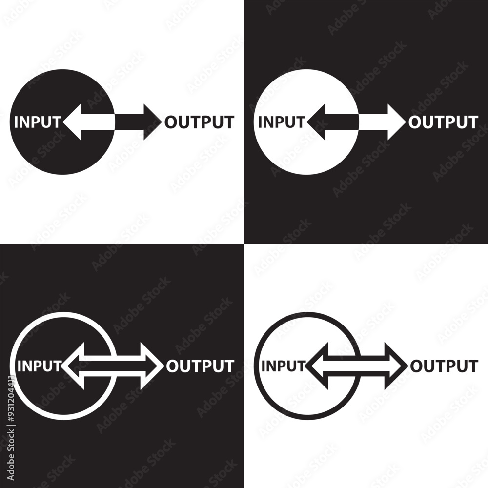 Poster input output icon isolated on white and black background. vector illustration . eps 10