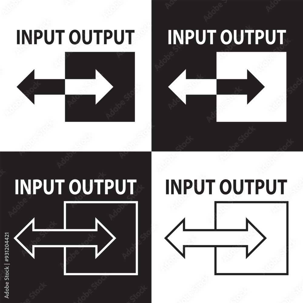 Poster input output icon isolated on white and black background. vector illustration . eps 10