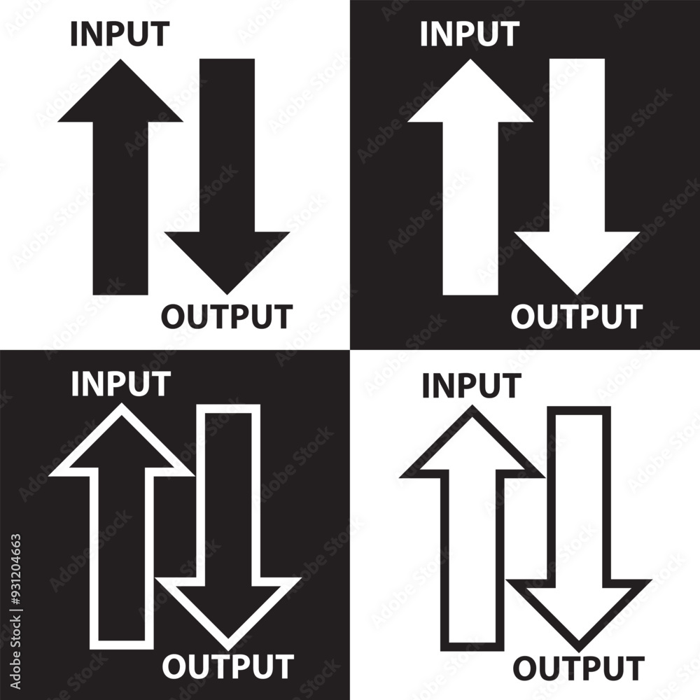 Poster input output icon isolated on white and black background. vector illustration . eps 10