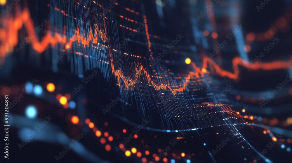 Aufkleber abstract digital data visualization with blurry lights