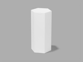 Blank Hexagon Box Isolated 3D Rendering